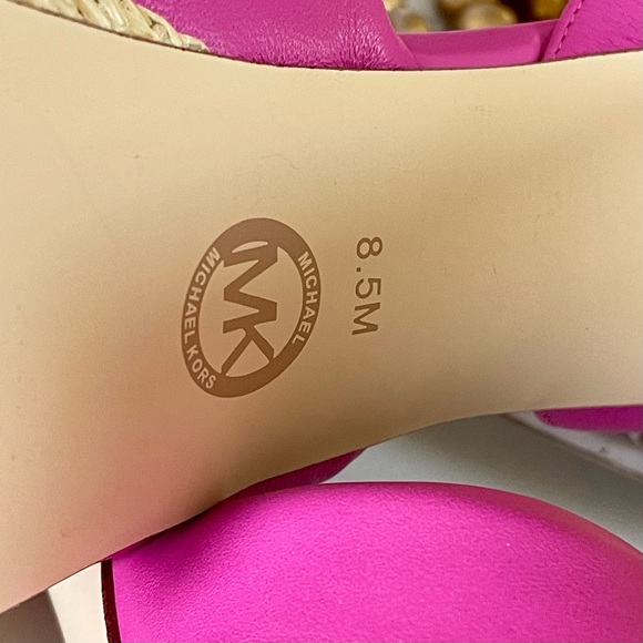 MICHAEL KORS Sadie Platform Leather Bow High Heeled Sandals Magenta Pink 8.5 - Picture 13 of 15